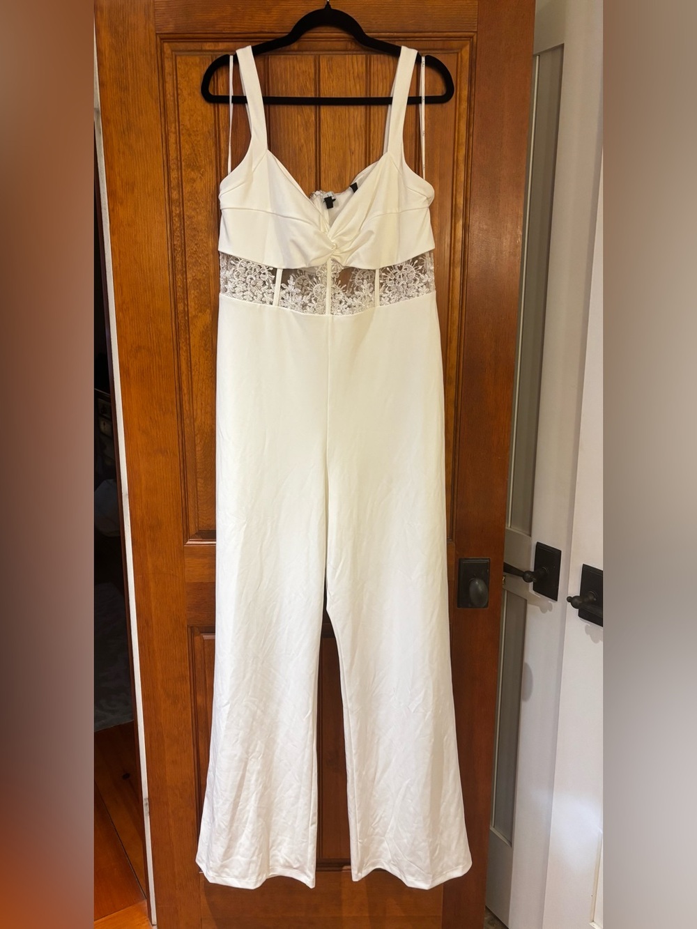 Lulu’s Adore the Feeling White Sheer Lace Bustier Twist-Front Jumpsuit - Picture 3 of 6